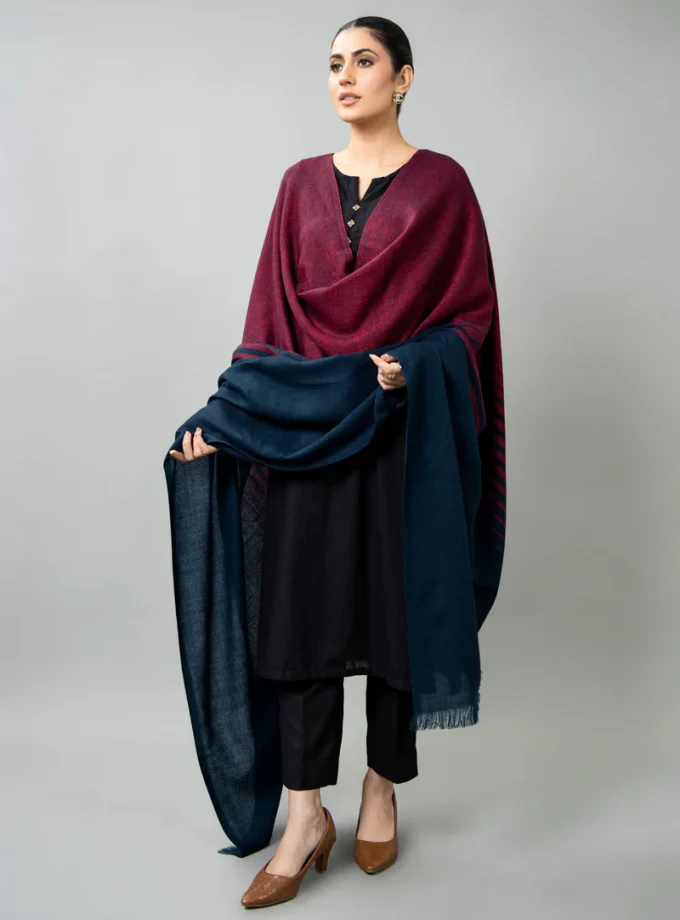 YARN DYED WOOL SHAWL 1 PCS